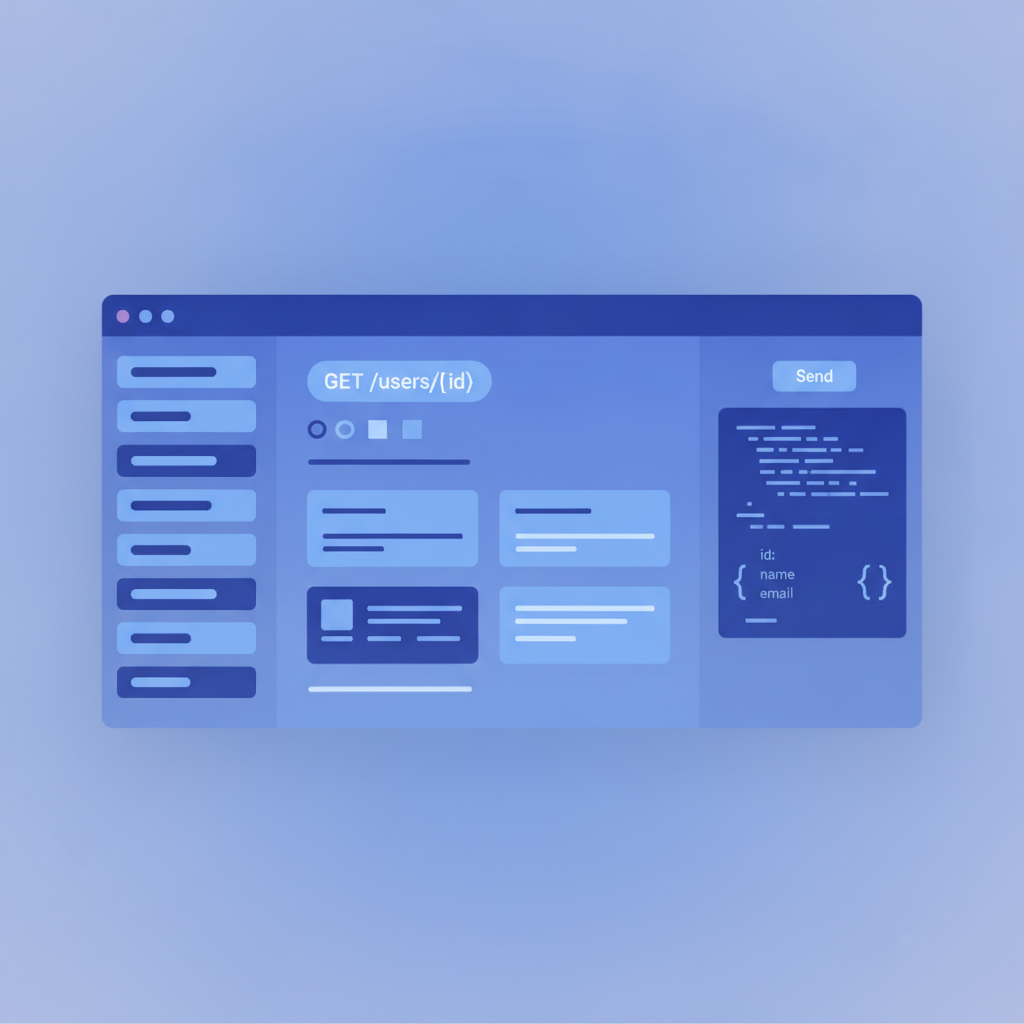 A three-column API docs layout showing navigation sidebar on the left, endpoint documentation in the center, and a live try-it console panel on the right with a real HTTP response body visible