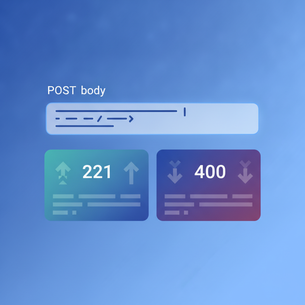 Close-up of the try-it console showing an editable JSON body field for a POST request alongside the rendered 201 and 400 response examples