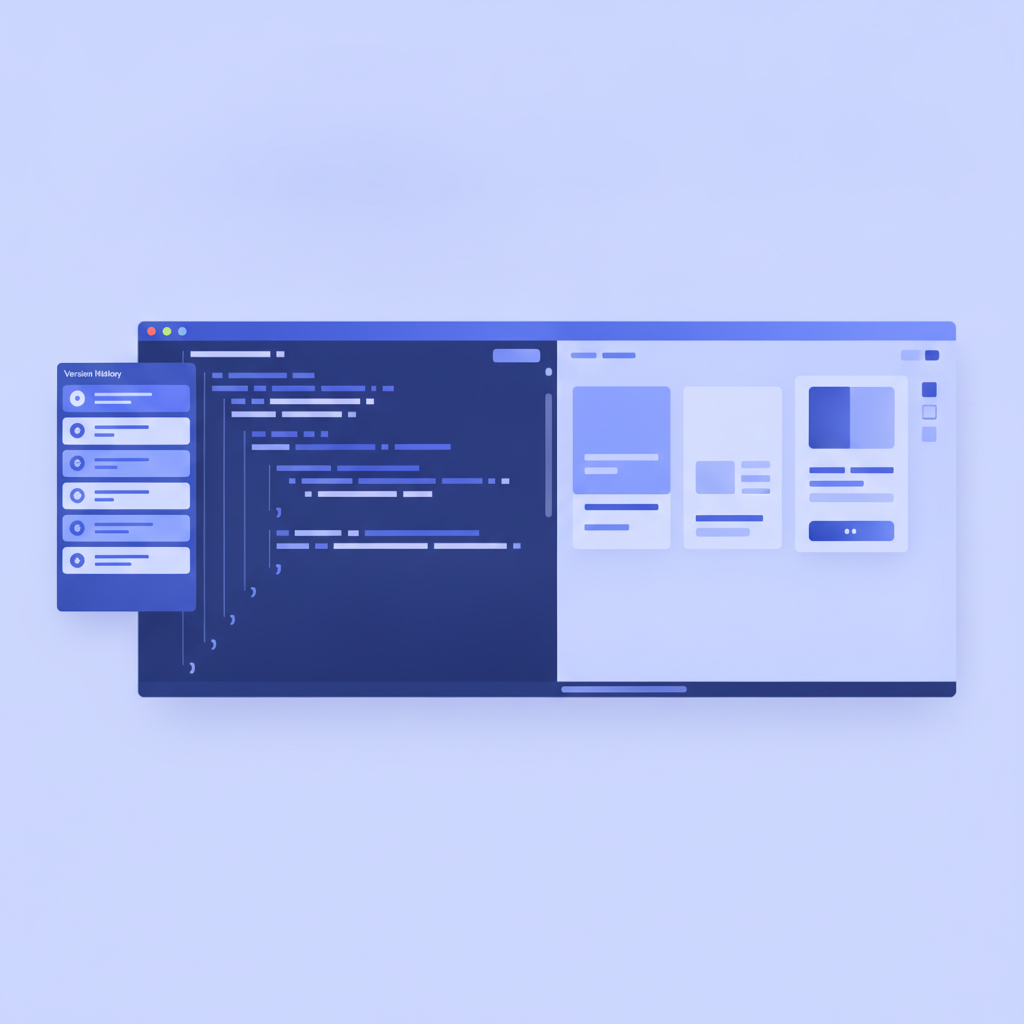 Split-pane CodeMirror editor showing API Blueprint source on the left and a live 3-column preview on the right, with the version history panel open in the sidebar