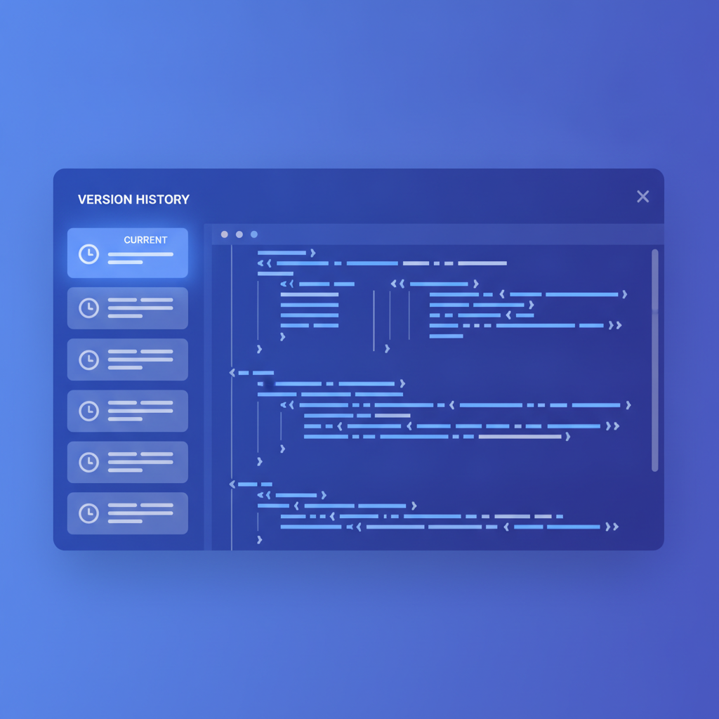 Split-pane Apidoke editor showing the version history panel on the left listing five timestamped snapshots, with the current API Blueprint source visible on the right