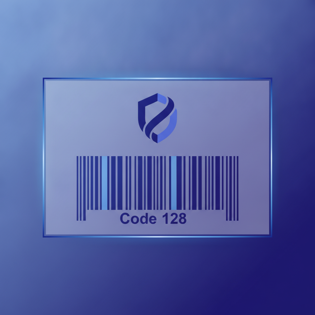 screenshot of Label Toolkit canvas showing a logo image element positioned above a Code 128 barcode on a 4x6 inch shipping label, no UI text visible